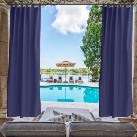 Toile Outdoor Thermal Blackout Curtain - 50 In. W X 120 In. L (Option: Dark blue)