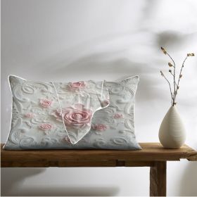 2pcs Rose Palace Style Bedroom Satin Print Soft And Skin Friendly Pillowcase (Option: 66x51cm-Pink)