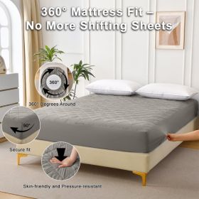 Diamond Grid Ultrasonic Waterproof Mattress Protector (Option: Gray-T)