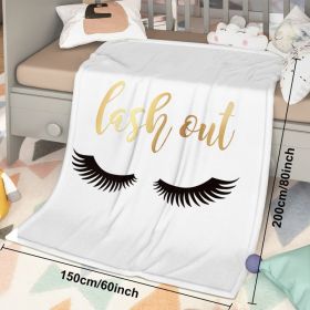 Long Eyelashes Printed Throw Blanket Plush Fluffy Flannel Fleece Blanket Soft Throws For Sofa Couch And Bed 30x40 50x60 60x80 (Option: 150cmx200cm-White)