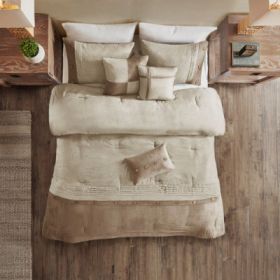 7 Piece Faux Suede Comforter Set (Option: Tan-California King)