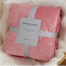 Solid Color Flannel Wheat Grain Blanket Children's Blankets (Option: Pink-150x200cm)